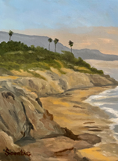 Painting of Hill and Ocean in Laguna Beach